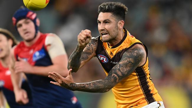 Wingard gives the hands against the reigning premiers. Picture: Getty Images