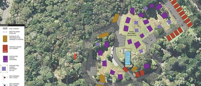 The proposed redevelopment of Green Mountains campground at Lamington National Park, near O'Reilly's. Photo: Supplied