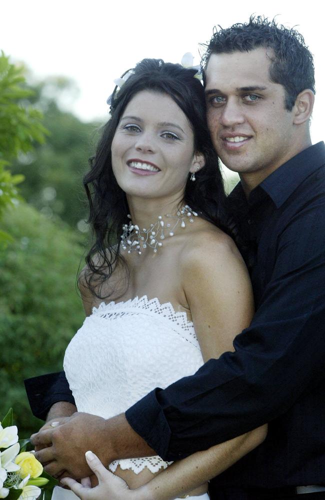 Chelsea Petah Watts and Clarke Caan Chase wed at the Wantima Country Club in Brendale in 2003. Picture: Annette Dew