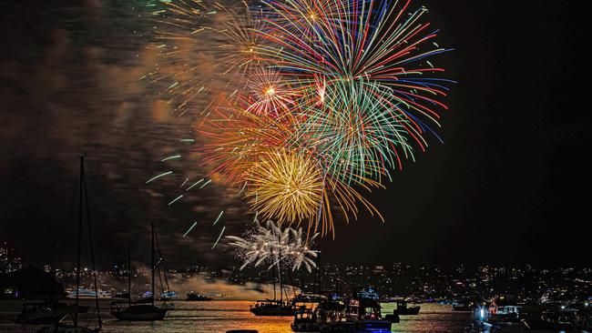 This year’s 9pm and midnight show will contain more than 58,000 individual fireworks. Picture: NCA NewsWire/ Seb Haggett