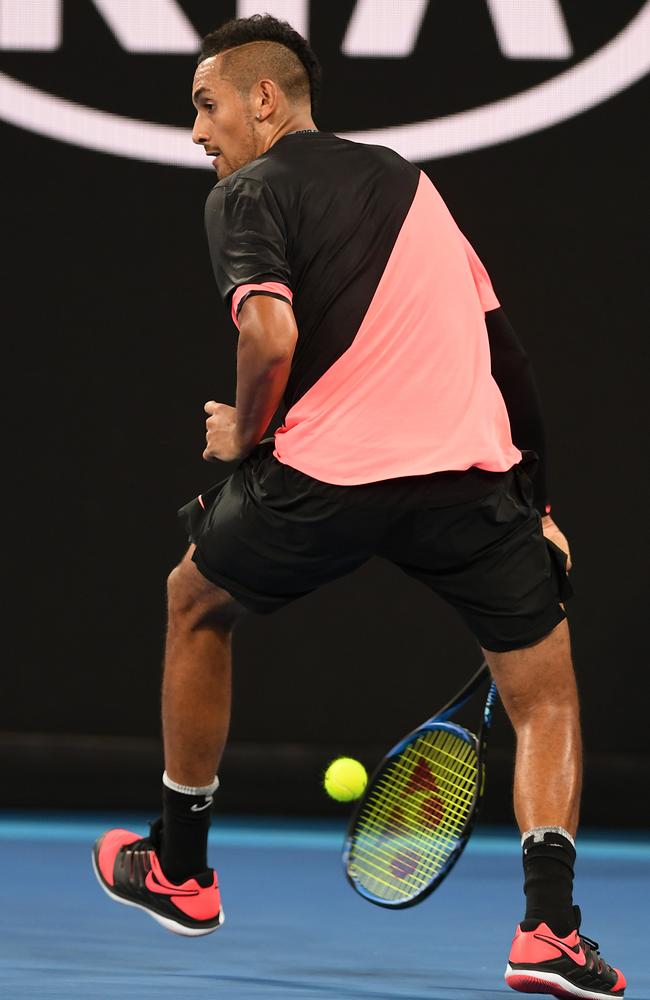 Nick Kyrgios brings out the trick shots.