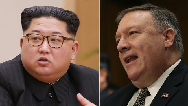 CIA chief Mike Pompeo held secret talks with North Korean leader Kim Jong-un in Pyongyang over Easter. Picture: AFP/KCNS/GETTY IMAGES