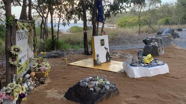 Toyah's memorial received a fresh coat of paint, new sand, and a careful tidying of the trinkets. Picture: Wayne Trimble.