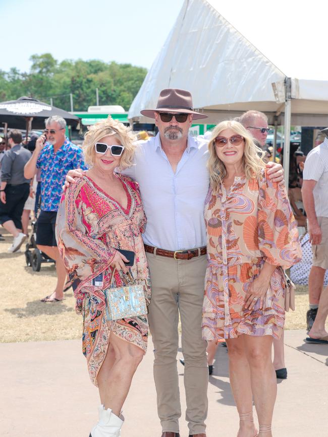 Having a ball at The Great Northern Darwin Cup at Fannie Bay Turf Club are Meriel Corbett-Weir, Peter Gough and Jane Gough. Picture: Glenn Campbell