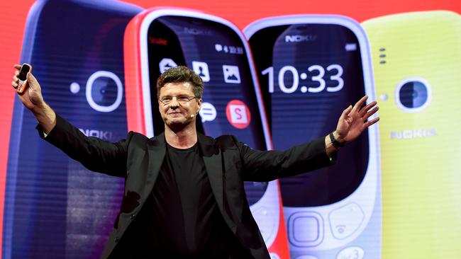 HMD Global CEO Arto Nummela first revealed the rebooted Nokia 3310 in February. Picture: AFP PHOTO / Josep Lago