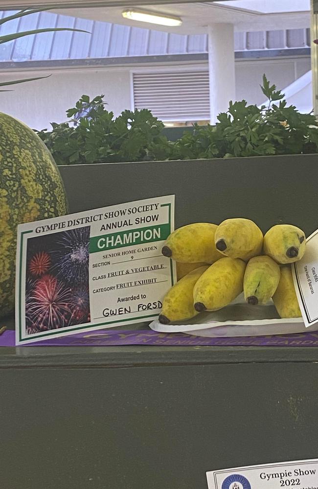 Gwen Forsd took home Grand Champion for her bananas on day two of the Gympie show.