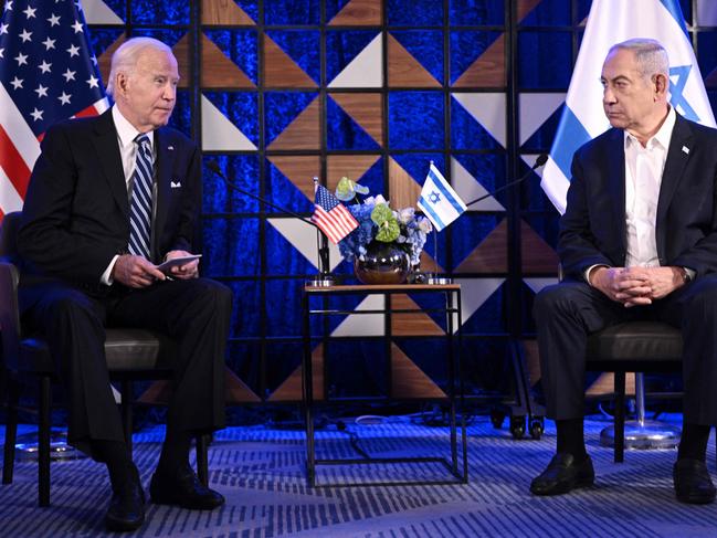 US President Joe Biden meets with Israel's Prime Minister Benjamin Netanyahu in Tel Aviv. Picture: AFP.