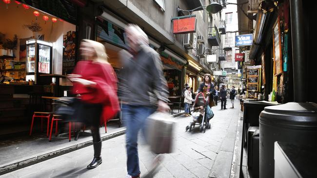 Degraves Street is a Melbourne laneway favourite. Picture: News Corp Australia