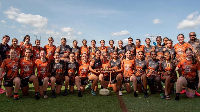 Under 18 WomenÃ&#149;s at the 2024 Deadly Cup Carnival between the Indigenous All Stars and Territory All Stars. Picture: Pema Tamang Pakhrin