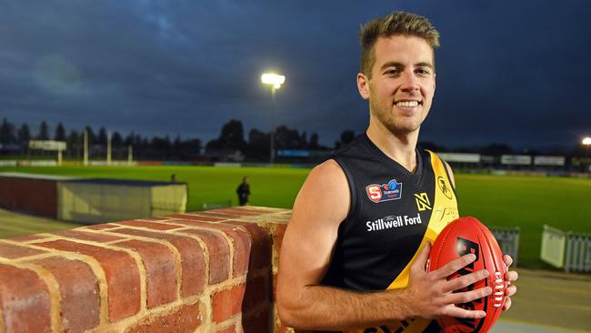 Curran captained Glenelg to its 2019 SANFL flag. Picture: Tom Huntley