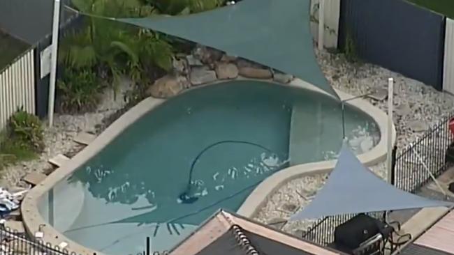 The pool from which the two children were pulled unconscious. Picture: Nine News