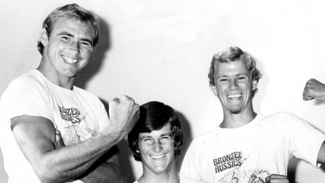 Bronzed Aussies Peter Townend (right) with Mark Warren and Ian Cairns. “Every year when my ballot comes for the Australian Surfing Hall of Fame, KP’s on the top of my list of selections,” Townend said.