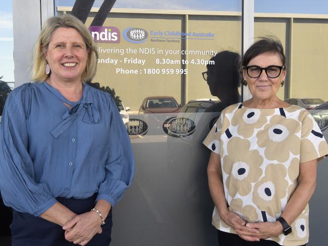 Early Childhood Australia chief executive Sam Page and NT branch general manager, inclusion and early intervention Janet Williams-Smith. Picture: Sierra Haigh