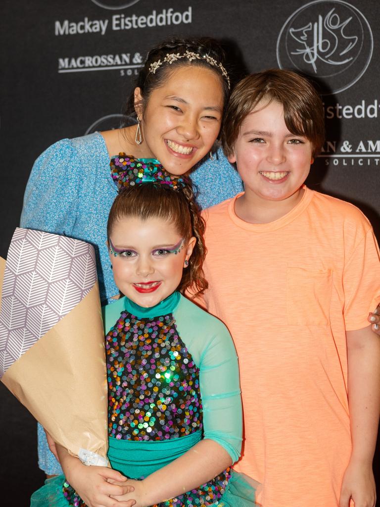 Luna Clarke, Mei-Lin Comerford and Roman Clarke at the 75th Mackay Eisteddfod 2022.Picture: Michaela Harlow