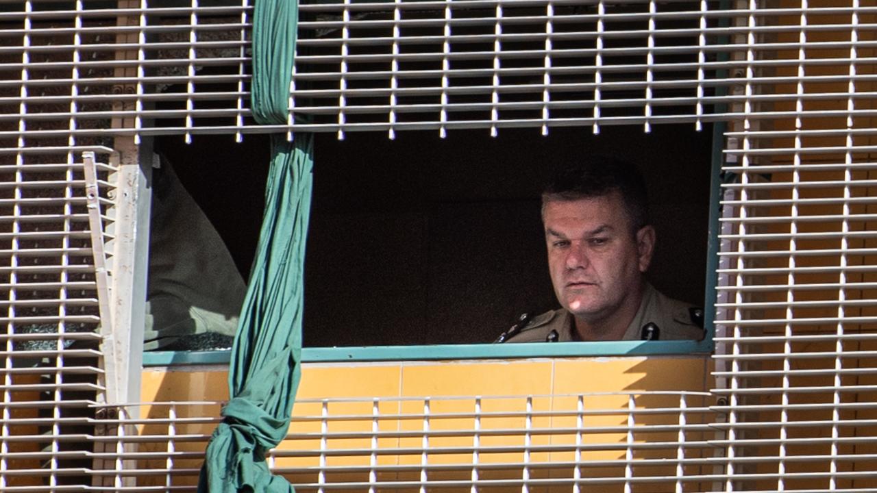 Corrections Commissioner Matthew Varley looks out the window where two prisoners escaped from the Darwin CBD watch house. Picture: Pema Tamang Pakhrin