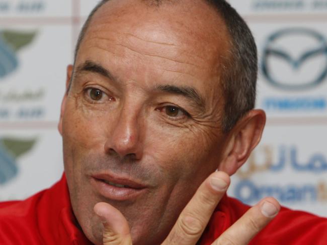 (FILES) This file photo taken on January 30, 2014 shows Oman's French coach Paul Le Guen speaking during a press conference in Muscat. Oman's French coach Le Guen said he was in shock over this week's Paris massacre as he paused to remember the victims ahead of the Asian Cup on January 9, 2015. AFP PHOTO / FILES / MOHAMMED MAHJOUB