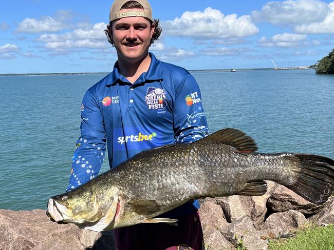 NT Fisho Kai Hale holds the record for biggest fish caught as part of the Million Dollar Fish competition with a 105cm red-tagged barra caught at Manton Dam on March 11 2023 in Season8.