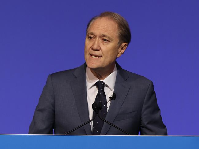 15-10-2024 - Telstra chairman Craig Dunn speaks at the 2024 Telstra AGM. Hyatt Regency Sydney. Picture: Max Mason-Hubers / The AustralianÃ