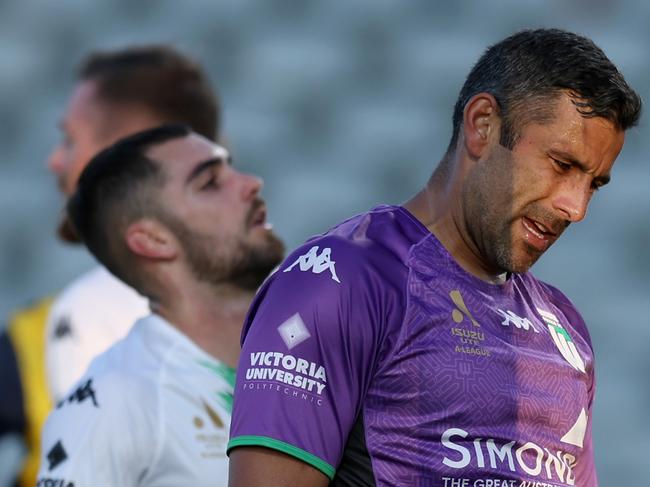 GOSFORD, AUSTRALIA - OCTOBER 29: Jamie Young of Western United reacts during the round four A-League Men's match between Central Coast Mariners and Western United at Central Coast Stadium, on October 29, 2022, in Gosford, Australia. (Photo by Scott Gardiner/Getty Images)