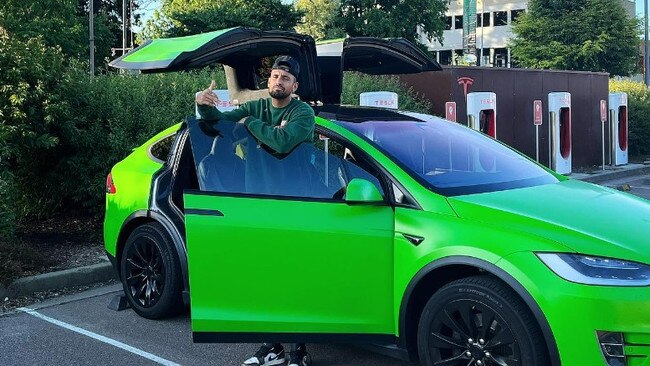 Nick Kyrgios' Tesla was allegedly stolen in Canberra. Picture: Instagram