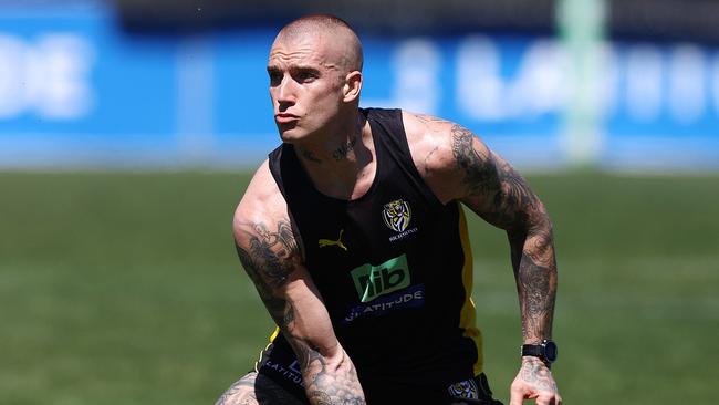 Dustin Martin is back in pre-season training. Picture: Michael Klein