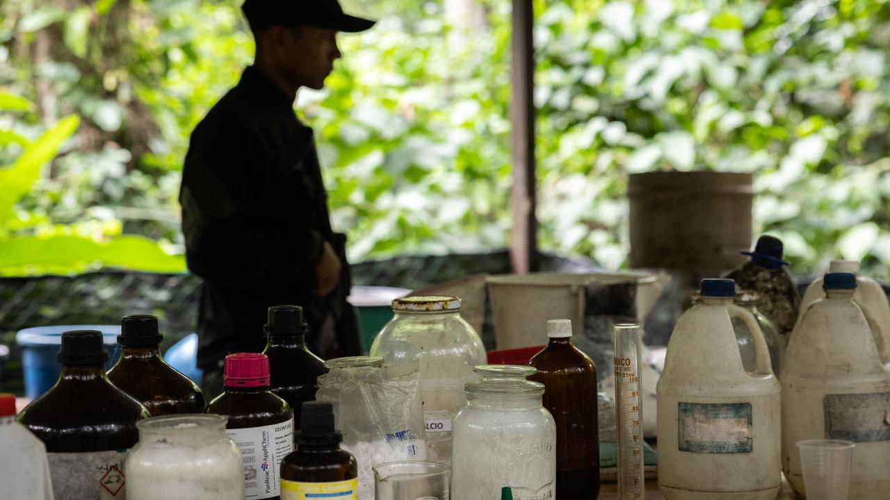 Cocaine labs are hidden through the jungle, and protected by booby traps and landmines. Picture: Jason Edwards