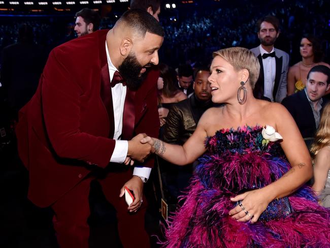 DJ Khaled and Pink attend the 60th Annual GRAMMY Awards at Madison Square Garden on January 28, 2018 in New York City. Picture: Getty