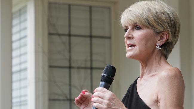 Julie Bishop gave a speech at the opening of Huang’s new think tank. He donated $230,000 to her West Australian Liberal Party branch. Picture: Emma Brasier/AAP