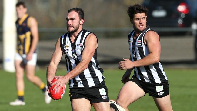 Andrew Saladino was immense for Wallan in its win over Woodend-Hesket. Picture: Hamish Blair.