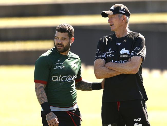 Adam Reynolds and Wayne Bennett together at Souths. Picture: Phil Hillyard