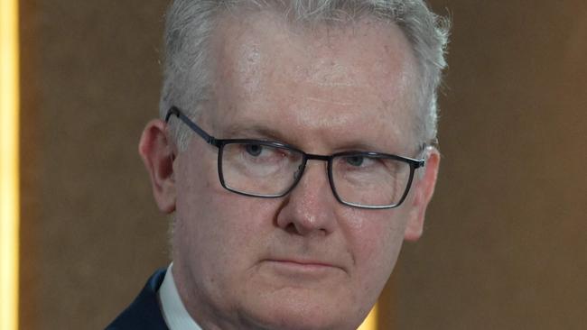 Australiaâs Home Affairs Minister Tony Burke attends a joint press conference with Indonesia's Coordinating Minister for Law, Human Rights, Immigration, and Corrections Yusril Ihza Mahendra after their meeting in Jakarta on December 3, 2024. (Photo by BAY ISMOYO / AFP)