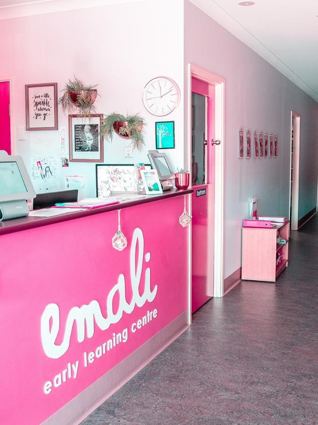 The bright pink entry at Emali daycare. Pictures: Facebook