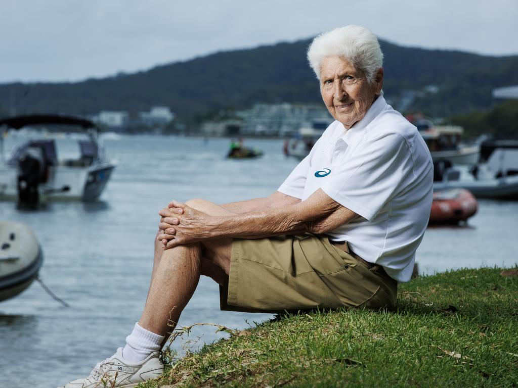 Dawn Fraser on the river at Noosaville. Picture Lachie Millard