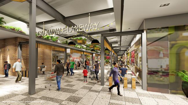 Artist's render of proposed Calamvale Laneway development in Calamvale Central shopping centre. Picture: Supplied