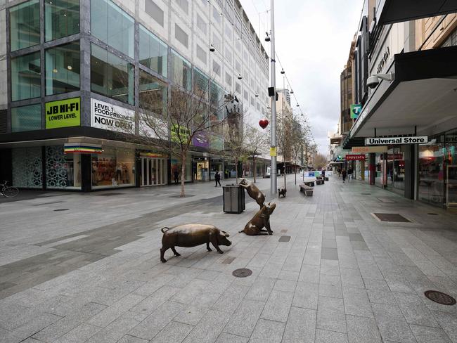 A vancant Rundle Mall on Wednesday. Picture: NCA NewsWire / David Mariuz