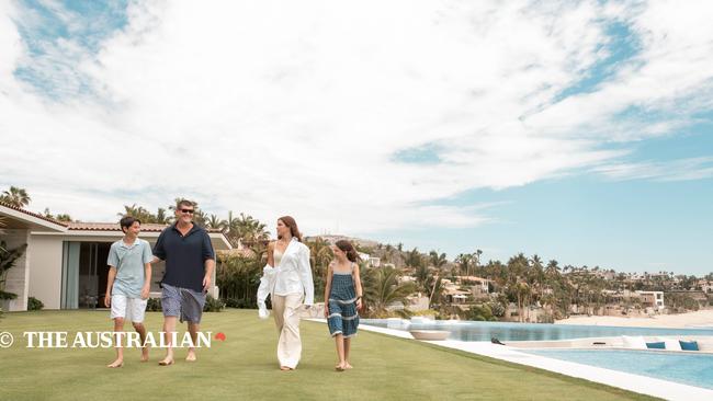 James Packer with his children Jackson, Indigo and Emmanuelle at their mansion in Cabo San Lucas, Mexico. Picture: Ana Badillo