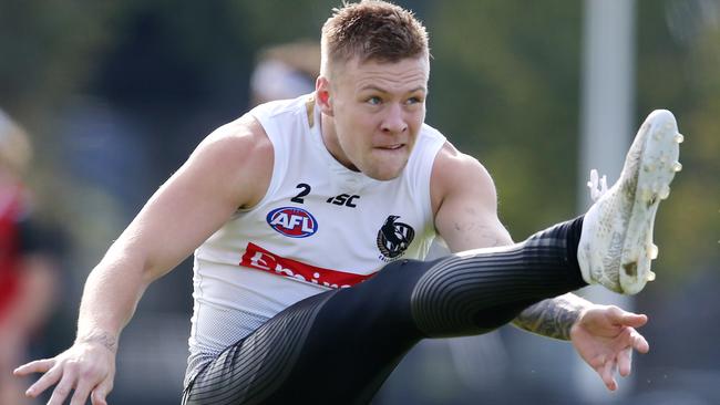 Jordan De Goey at Collingwood training. Pic: Michael Klein