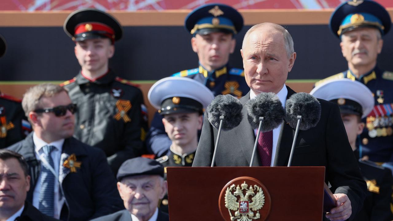 Putin addressing the parade. Picture: Gavriil Grigorov/Sputnik/AFP