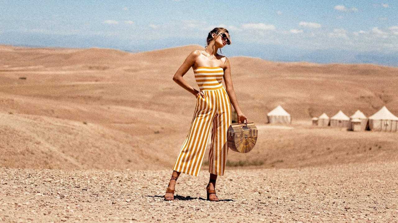 Mustard contrast stripe bandeau cheap culotte jumpsuit