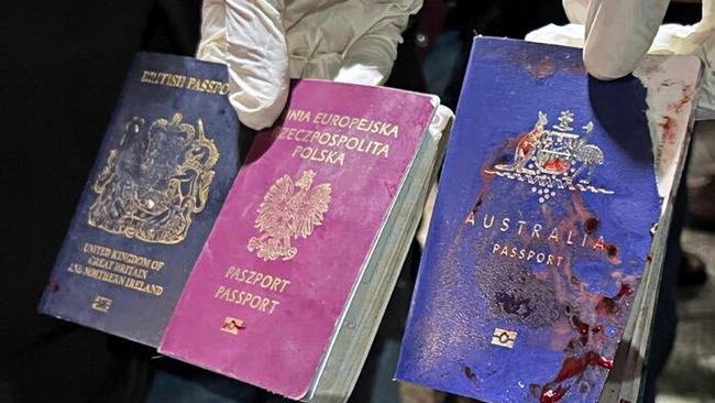 Three of the bloodstained passports. Picture: X