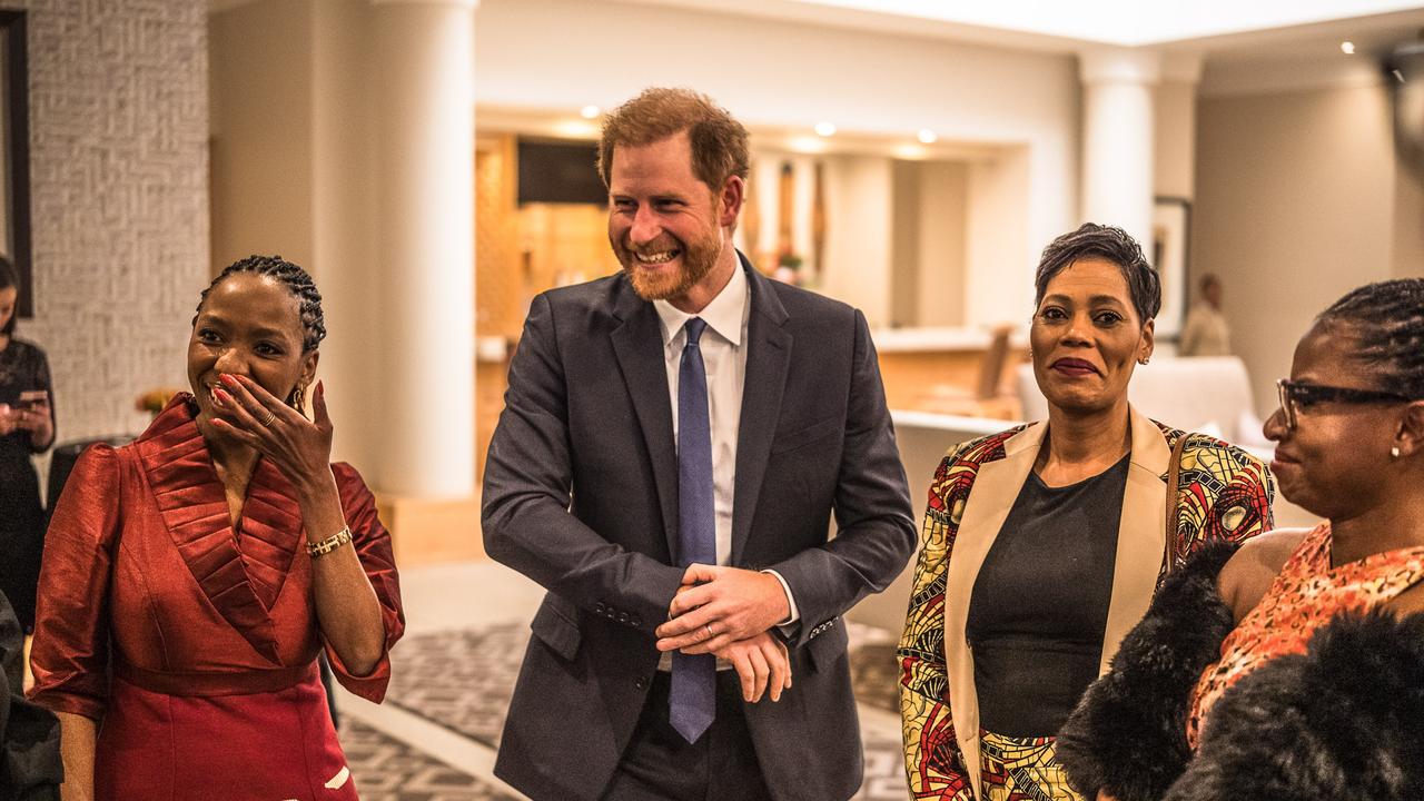 Board Chair Dr. Sophie Chandauka MBE, Prince Harry and a guest in Johannesburg, South Africa. Picture: Brian Otieno/Getty Images for Sentebale
