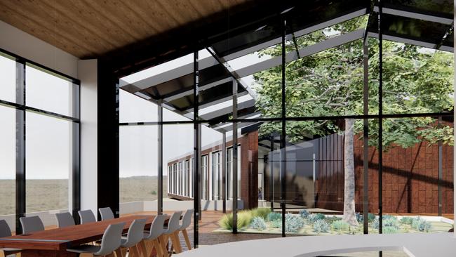 Large windows with wood and metal accents are planned to be used to build the spaces. Picture: Plan SA