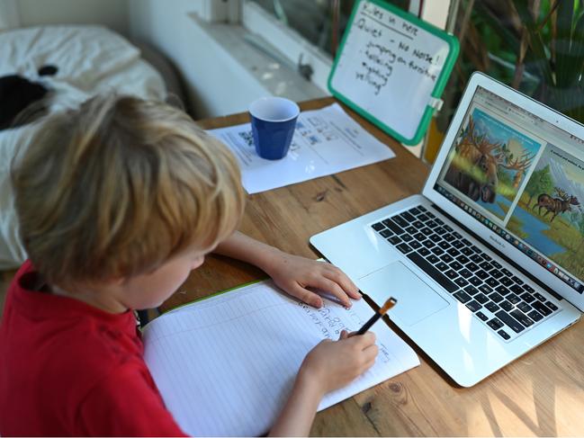 Primary school student learning at home. (AAP Image/Dean Lewins)