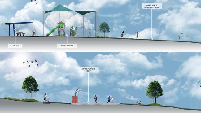 Artist impressions of Central Springs' $1 million park