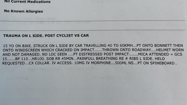 The newly unearthed Ambulance Victoria document. Picture: Herald Sun