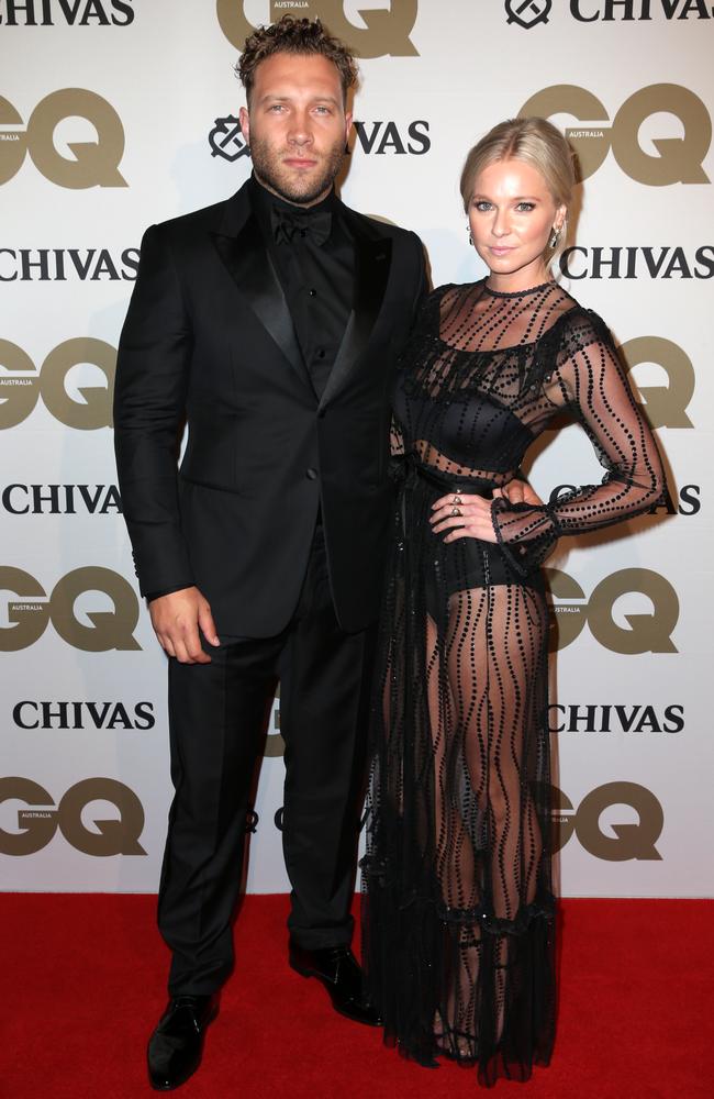 Jai Courtney and his girlfriend Mecki Dent at the GQ Men of the Year Awards held at the Ivy Ballroom in Sydney. Picture: Christian Gilles