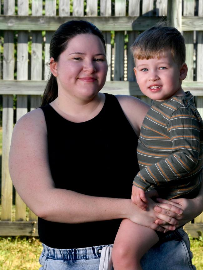 Townsville mum Katelyn Shepherd, with son Charlie Sorbello, 3, suffered a physical birth injury when she gave birth which had great impact on her life over the next 12 months.