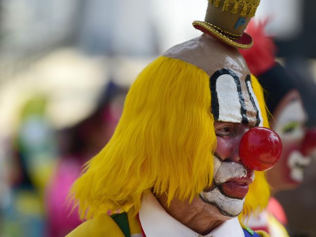 <!DOCTYPE html PUBLIC "-//W3C//DTD HTML 4.0 Transitional//EN" "http://www.w3.org/TR/REC-html40/loose.dtd"><html><body><p>A clown gesture during the third day of the XXI Convention of Clowns, at the Jimenez Rueda Theatre, in Mexico City on October 19, 2016. Picture: AFP PHOTO / Alfredo ESTRELLA</p></body></html>