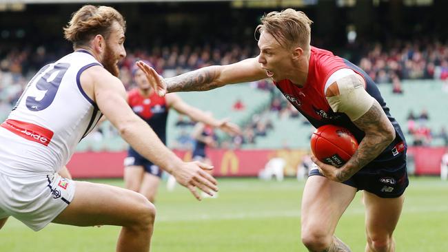 Demons midfielder James Harmes will start the season across half-back. Picture: Michael Klein