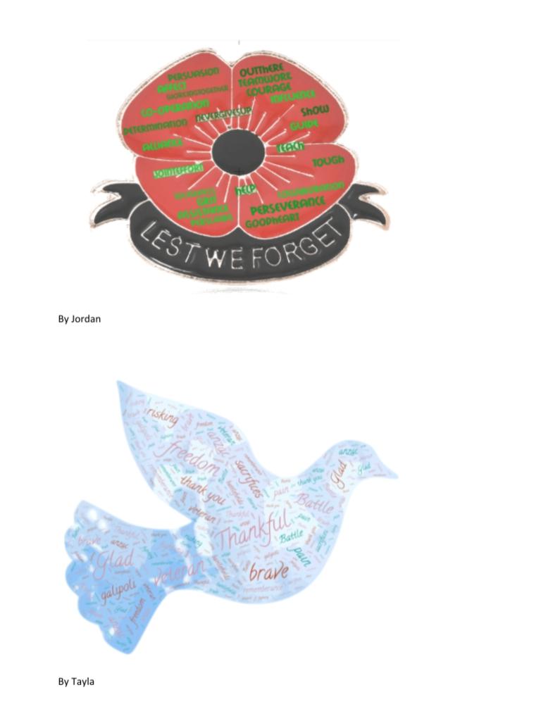 Drawings by Connells Point Public School students honouring the Veterans for Anzac day